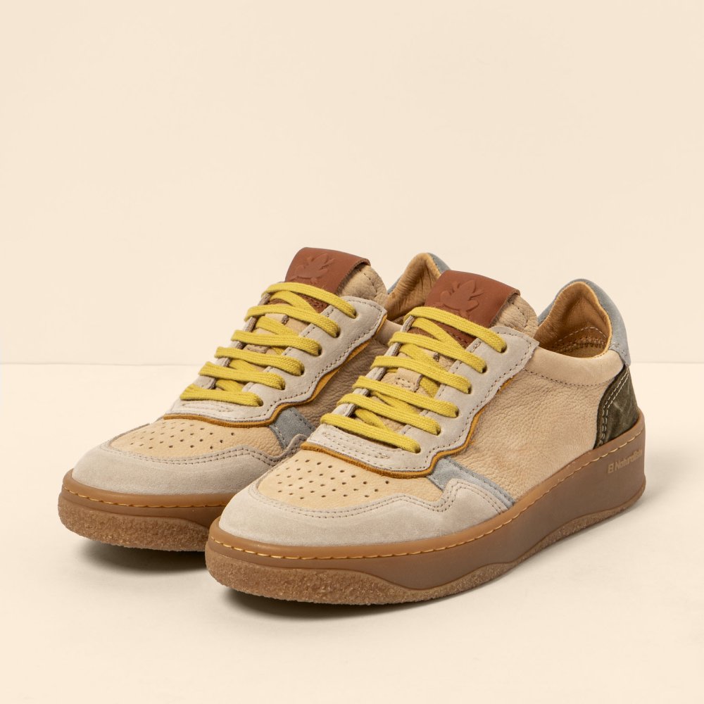 N5844 MULTI LEATHER CREAM-YELLOW/ GEO