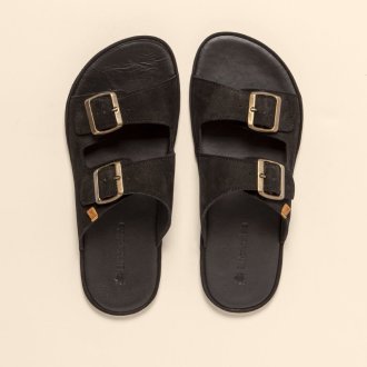 N5682 NOBUCK LAVADO BLACK/ BARE SANDALS